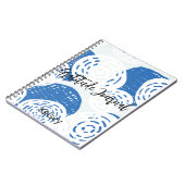 カスタム青と白の円ループ感謝ジャーナル ノートブック (左側)