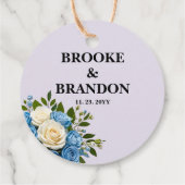 カスタム青と白の感謝の意を結婚表す フェイバータグ (裏面)