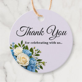 カスタム青と白の感謝の意を結婚表す フェイバータグ