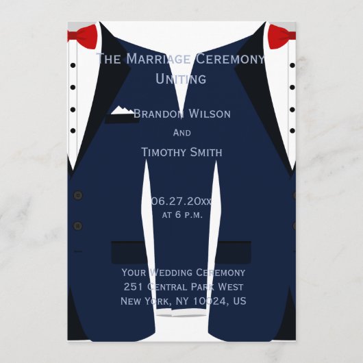 カスタム青と白ゲイ結婚式 プログラム (正面)