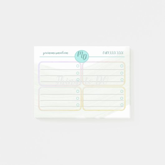 カスタム青と緑の水の色Itノート ポストイット (正面)