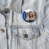 カスタム青と赤の卒業写真ボタン 缶バッジ (インサイチュ)