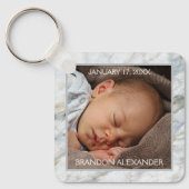 カスタム青エレガント灰色の大理石のパターンのキープサケ キーホルダー (正面)