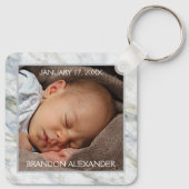 カスタム青エレガント灰色の大理石のパターンのキープサケ キーホルダー (裏面)