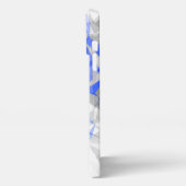 カスタム青グレー白ポリゴモダンンパターン iPhoneケース (左側面)