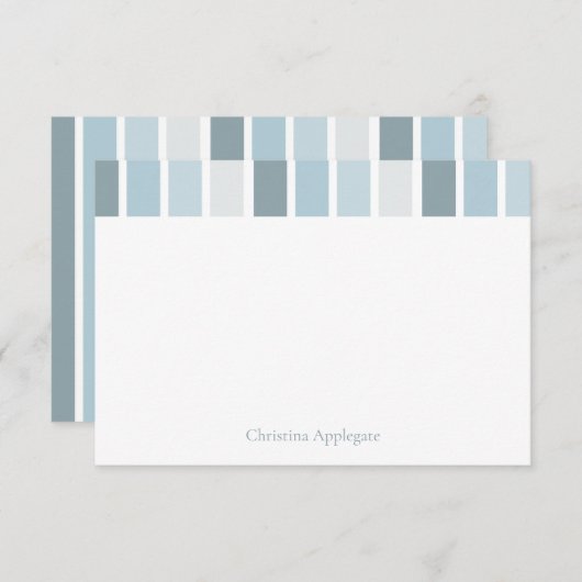 カスタム青ストライプの男の赤ちゃんシャワーサンキュー サンキューカード (正面/裏面)