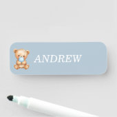 カスタム青テディベア名タグ 名札 (インサイチュ)