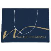 カスタム青パーソナライズされたのモノグクールラム ラージペーパーバッグ (正面)