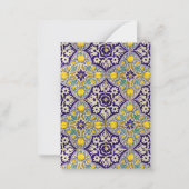 カスタム青地中海の模様黄色い花 ノートカード (裏面)