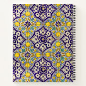 カスタム青地中海の模様黄色い花 ノートブック (裏面)
