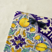 カスタム青地中海の模様黄色い花 ビーチタオル (インサイチュ)