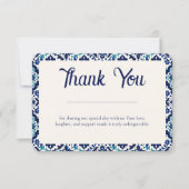 カスタム青地中海の瓦結婚さん サンキューカード (正面)