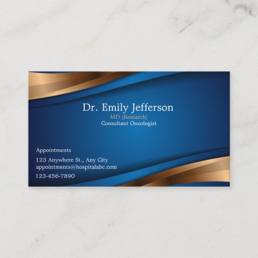 カスタム青王室の金ゴールドモダントレンディープロフェッショナル 名刺 (正面)