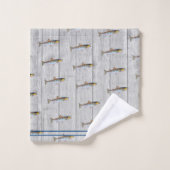 カスタム青航海の素朴サーモングレー木材 バスタオルセット (ウォッシュタオル)