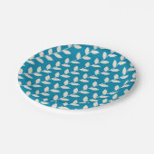 カスタム青70sレトロリーフパターン ペーパープレート (アングル)