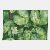 カスタム静かな水彩池 | ロータスアートギフト キッチンタオル (横)