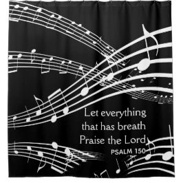 カスタム音楽ノート黒シャワーカーテン シャワーカーテン