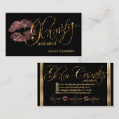 カスタム順 – 暗いバラグリッターと金ゴールド 名刺 (正面/裏面)