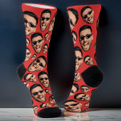 カスタム顔おもしろい写真オールオーバープリントソックス赤 ソックス