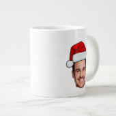 カスタム顔の写真サンタ帽子のクリスマス ジャンボコーヒーマグカップ (正面右)