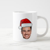カスタム顔の写真サンタ帽子のクリスマス ジャンボコーヒーマグカップ (右)