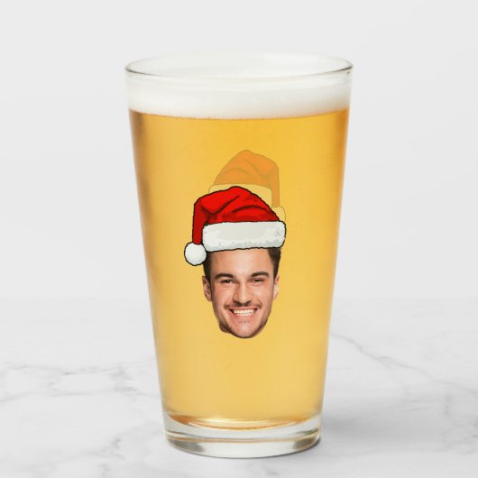 カスタム顔の写真サンタ帽子クリスマス タンブラーグラス (ドリンク正面)