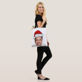 カスタム顔の写真サンタ帽子クリスマス トートバッグ (モデル)