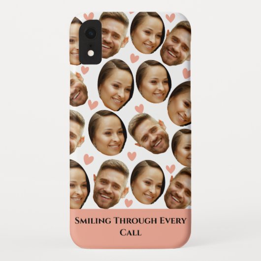カスタム顔の写真ハートの面白いカップルパターン楽しい Case-Mate iPhoneケース (裏面)