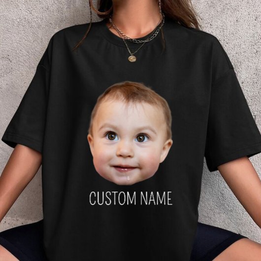 カスタム顔の写真 面白い誕生日ギフト 名前入り Tシャツ