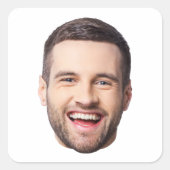 カスタム顔ステッカーパーソナライズされた顔写真 スクエアシール (正面)