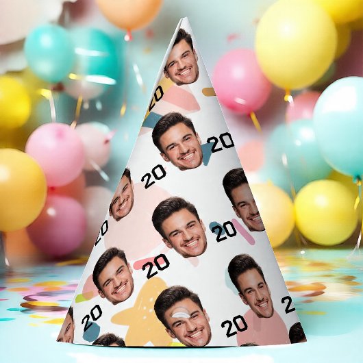 カスタム顔パーティーハット、パーソナライズされた誕生日年齢 パーティーハット