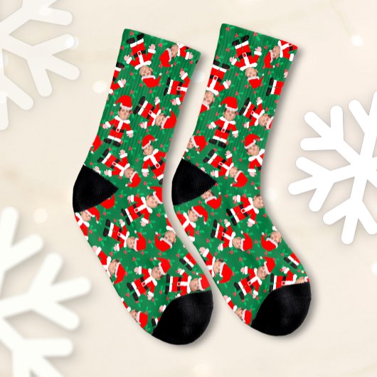 カスタム顔フォトサンタクロースおもしろいクリスマス ソックス