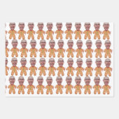 カスタム顔フォトジンジャーブレッドおもしろいクリスマス ラッピングペーパーシート (正面2)