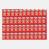 カスタム顔フォトジンジャーブレッドおもしろいトランプクリスマス ラッピングペーパーシート (正面3)