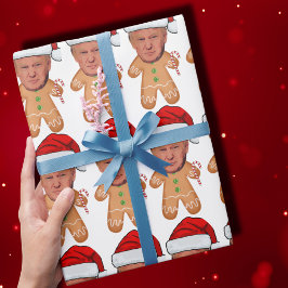 カスタム顔フォトジンジャーブレッドおもしろいトランプクリスマス ラッピングペーパー