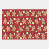 カスタム顔フォトジンジャーブレッドマンクリスマスプリント ラッピングペーパーシート (正面)