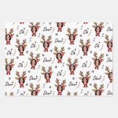 カスタム顔フォトトナカイのクリスマス ラッピングペーパーシート (正面)