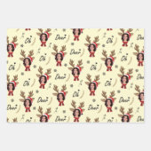 カスタム顔フォトトナカイのクリスマス ラッピングペーパーシート (正面3)