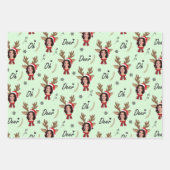 カスタム顔フォトトナカイのクリスマス ラッピングペーパーシート (正面2)