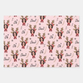 カスタム顔フォトトナカイのクリスマス ラッピングペーパーシート (正面)