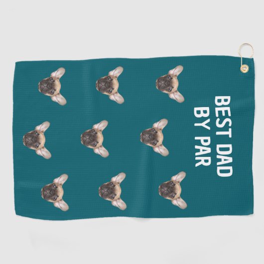 カスタム顔ペット犬パパ猫パパパーソナライズされた ゴルフタオル (横)