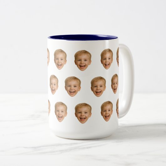カスタム顔マグッパーソナライズされたグ、顔写真、家族 ツートーンマグカップ (正面右)