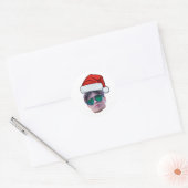 カスタム顔入りサンタ帽子のクリスマスフォト ラウンドシール (封筒)