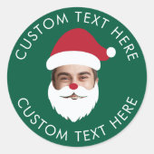 カスタム顔入れ替えサンタクロース クリスマステキスト ラウンドシール (正面)