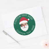 カスタム顔入れ替えサンタクロース クリスマステキスト ラウンドシール (封筒)