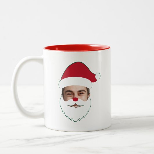 カスタム顔入れ替え サンタクロース クリスマス 面白グッズ ツートーンマグカップ (左)