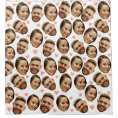 カスタム顔写真ハート対おもしろいパターン シャワーカーテン (正面)