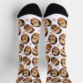 カスタム顔写真ハート対おもしろいパターン ソックス (上部)