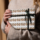 カスタム顔写真ハート対おもしろいパターン ラッピングペーパー