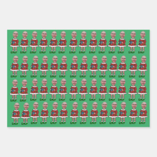 カスタム顔写真小妖精や小人クリスマスパーソナライズされた写真 ラッピングペーパーシート (正面)